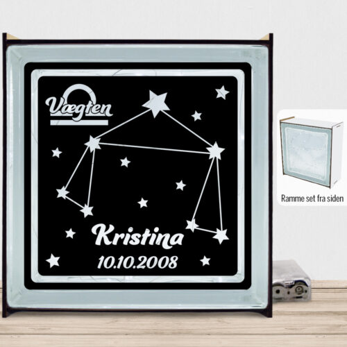 Stjernetegn "look at the stars" - Vægten | Lyssten med ramme (farvet overflade)