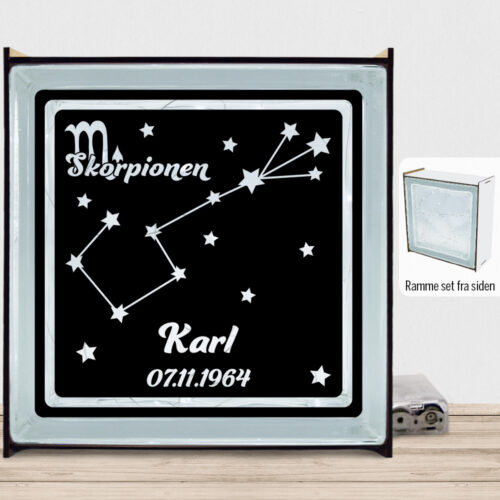 Stjernetegn "look at the stars" - Skorpionen | Lyssten med ramme (farvet overflade)