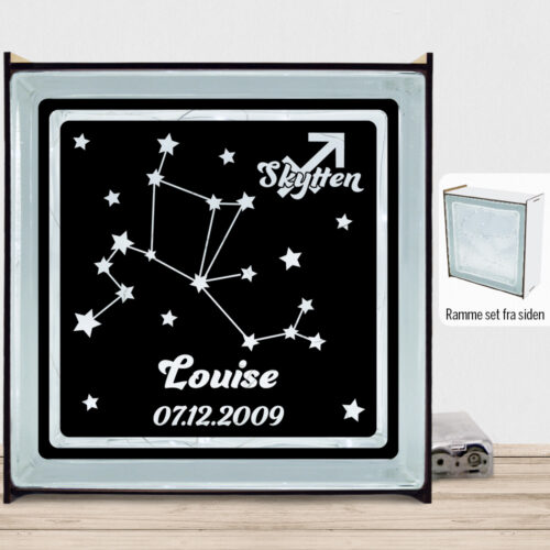 Stjernetegn "look at the stars" - Skytten | Lyssten med ramme (farvet overflade)