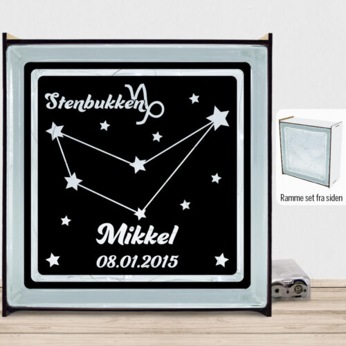 Stjernetegn "look at the stars" - Stenbukken | Lyssten med ramme (farvet overflade)