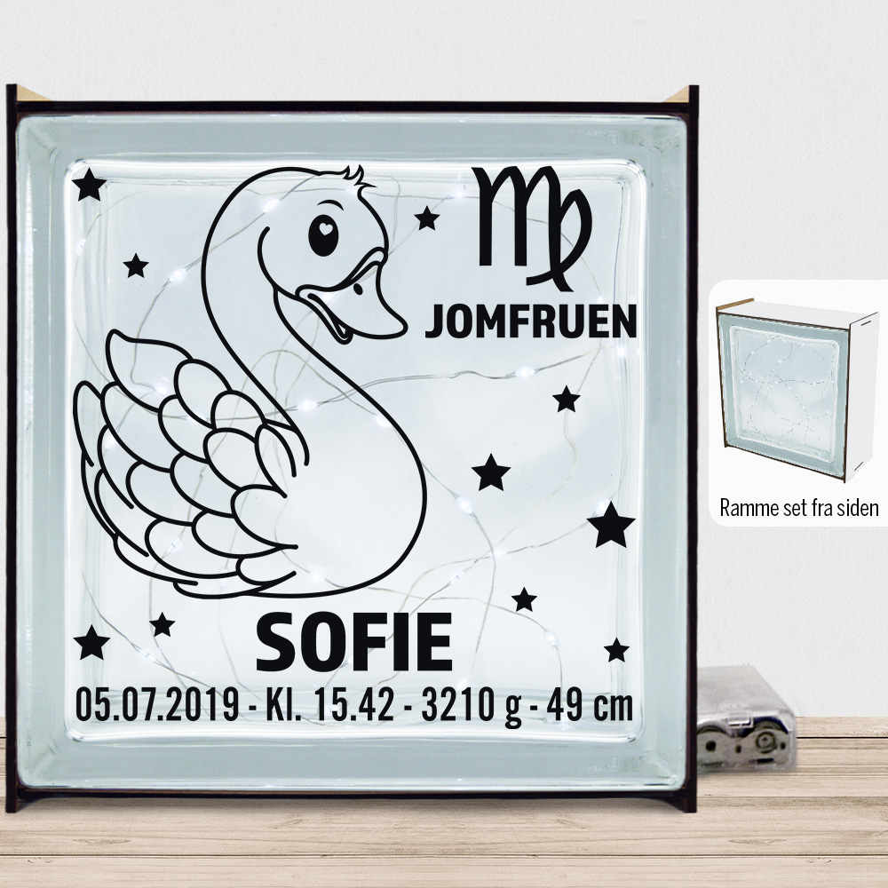 Stjernetegn design 2 - Jomfruen | Lyssten med ramme (farvet overflade)