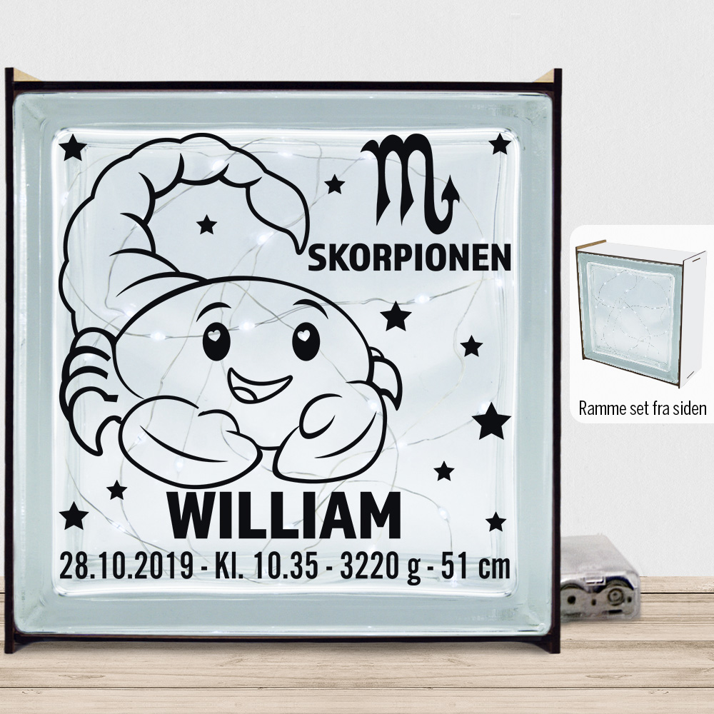 Stjernetegn design 2 - Skorpionen | Lyssten med ramme (farvet overflade)