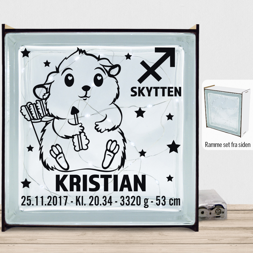Stjernetegn design 2 - Skytten | Lyssten med ramme (farvet overflade)