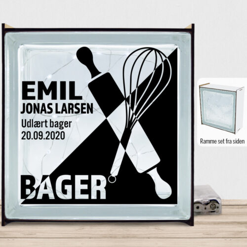 Udlært bager design 1 | Lyssten med ramme (farvet overflade)