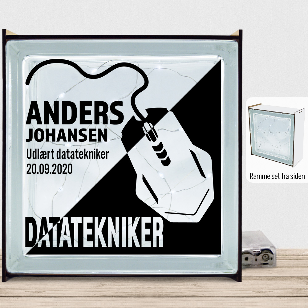 Udlært datatekniker design 1 | Lyssten med ramme (farvet overflade)