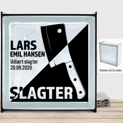 Udlært slagter design 1 | Lyssten med ramme (farvet overflade)