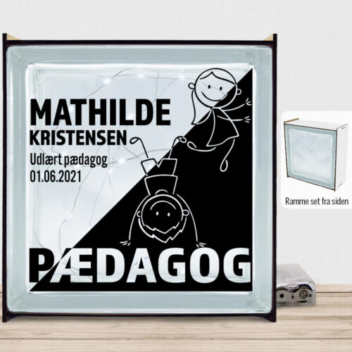 Udlært pædagog design 1 | Lyssten med ramme (farvet overflade)