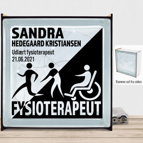 Udlært fysioterapeut design 1 | Lyssten med ramme (farvet overflade)