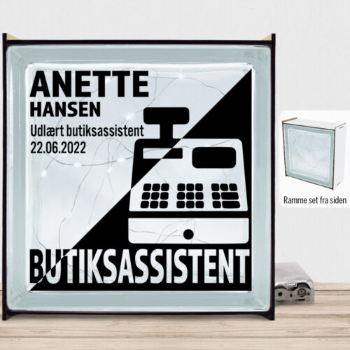 Udlært butiksassistent design 1 | Lyssten med ramme (farvet overflade)