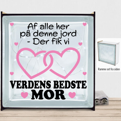 Alternative view of Af alle her på denne jord... - mor | Lyssten med ramme (farvet overflade)