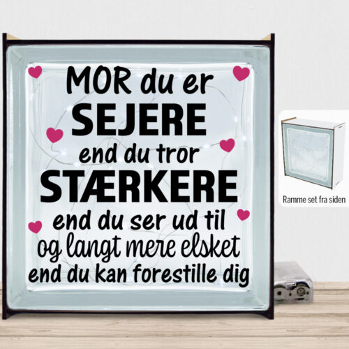 Mor du er sejere end du tror - design 1 | Lyssten med ramme (farvet overflade)