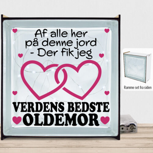 Af alle her på denne jord... - oldemor | Lyssten med ramme (farvet overflade)