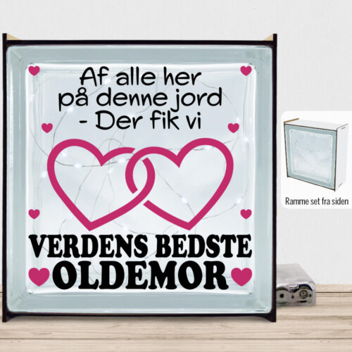 Alternative view of Af alle her på denne jord... - oldemor | Lyssten med ramme (farvet overflade)