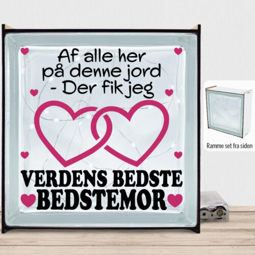 Af alle her på denne jord... - bedstemor | Lyssten med ramme (farvet overflade)