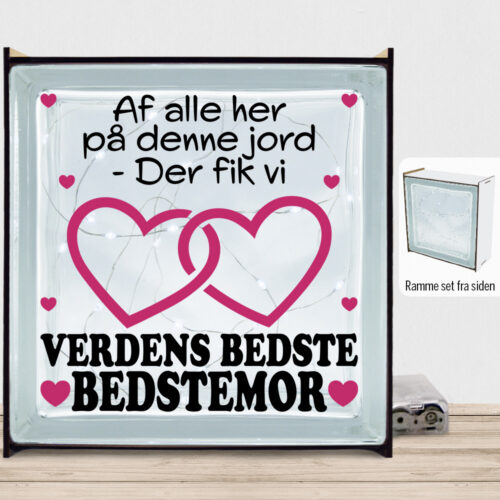 Alternative view of Af alle her på denne jord... - bedstemor | Lyssten med ramme (farvet overflade)