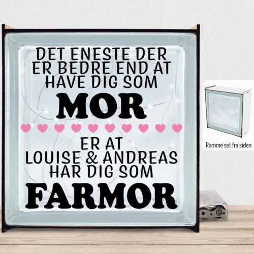 Det eneste der er bedre end... - mor/farmor | Lyssten med ramme (farvet overflade)