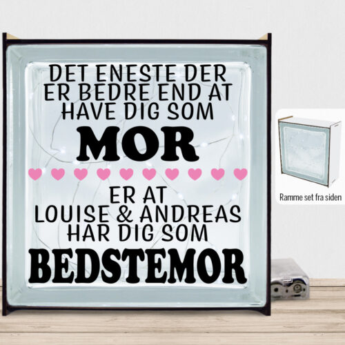 Det eneste der er bedre end... - mor/bedstemor | Lyssten med ramme (farvet overflade)