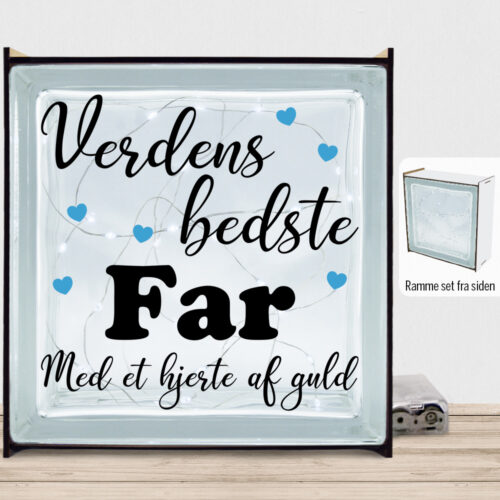 Verdens bedste far - design 1 | Lyssten med ramme (farvet overflade)