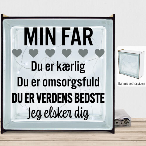 Min far er verdens bedste | Lyssten med ramme (farvet overflade)