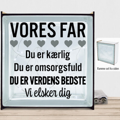 Alternative view of Min far er verdens bedste | Lyssten med ramme (farvet overflade)