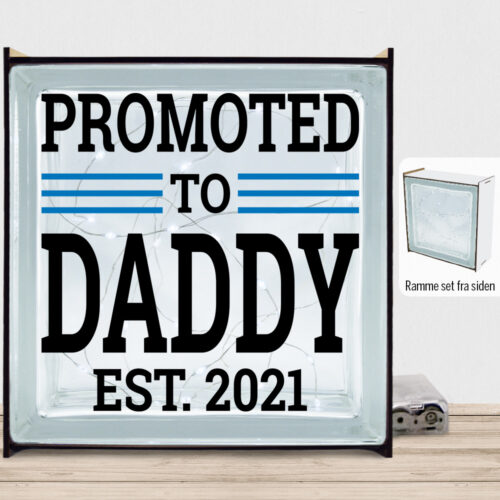 Promoted to daddy - valgfrit årstal | Lyssten med ramme (farvet overflade)