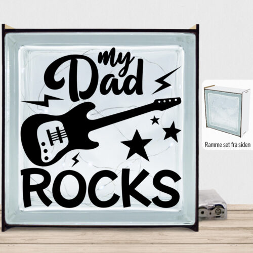 My dad rocks - design 2 | Lyssten med ramme (farvet overflade)
