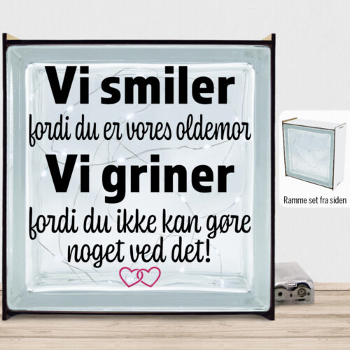 Alternative view of Jeg smiler fordi du er min oldemor... | Lyssten med ramme (farvet overflade)