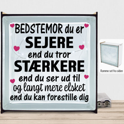 Bedstemor du er sejere end du tror - design 1 | Lyssten med ramme (farvet overflade)