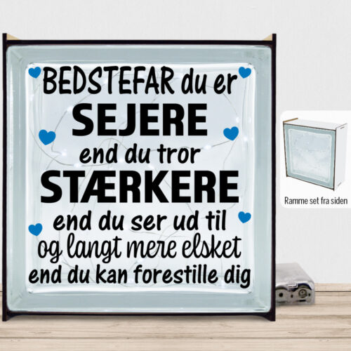 Bedstefar du er sejere end du tror - design 1 | Lyssten med ramme (farvet overflade)