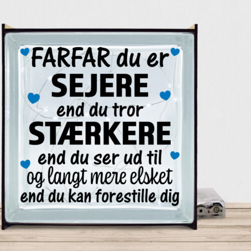 Farfar du er sejere end du tror - design 1 | Lyssten med ramme (farvet overflade)