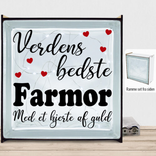 Verdens bedste farmor - design 1 | Lyssten med ramme (farvet overflade)