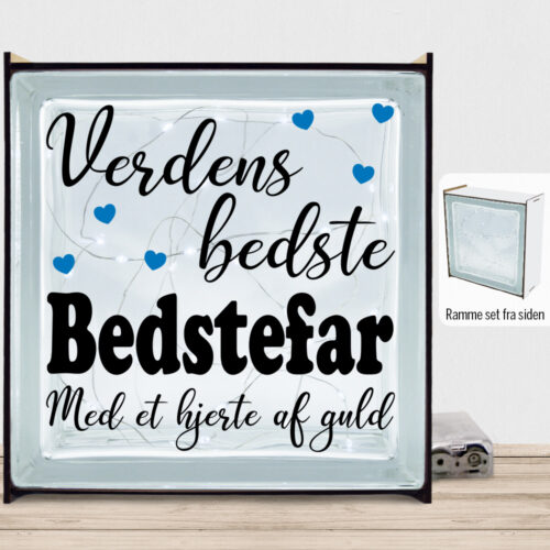 Verdens bedste bedstefar - design 1 | Lyssten med ramme (farvet overflade)