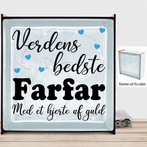 Verdens bedste farfar - design 1 | Lyssten med ramme (farvet overflade)