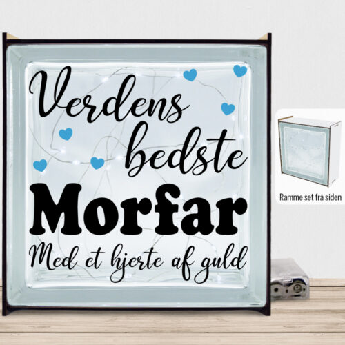 Verdens bedste morfar - design 1 | Lyssten med ramme (farvet overflade)