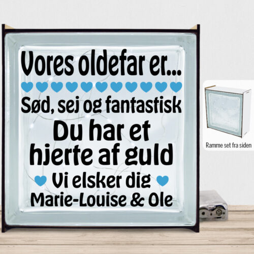 Alternative view of Min oldefar er sød, sej og fantastisk... | Lyssten med ramme (farvet overflade)