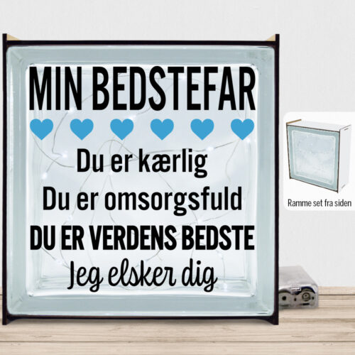 Min bedstefar er verdens bedste | Lyssten med ramme (farvet overflade)