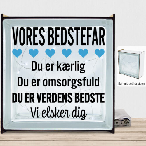 Min bedstefar er verdens bedste | Lyssten med ramme (farvet overflade) - Image 2