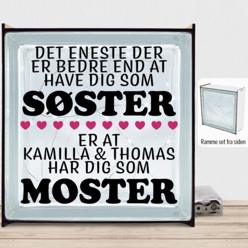 Det eneste der er bedre end... - søster/moster | Lyssten med ramme (farvet overflade)