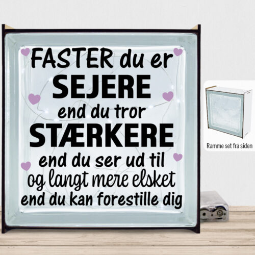 Faster du er sejere end du tror - design 1 | Lyssten med ramme (farvet overflade)