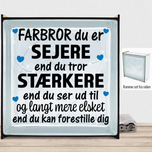 Farbror du er sejere end du tror - design 1 | Lyssten med ramme (farvet overflade)