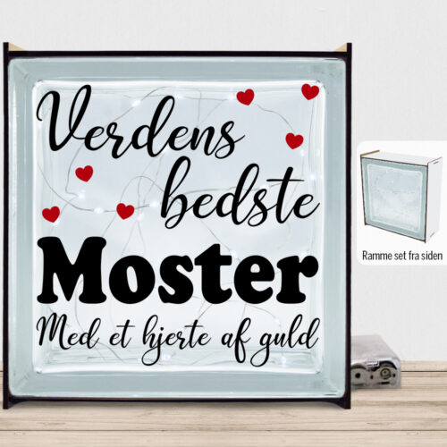 Verdens bedste moster - design 1 | Lyssten med ramme (farvet overflade)