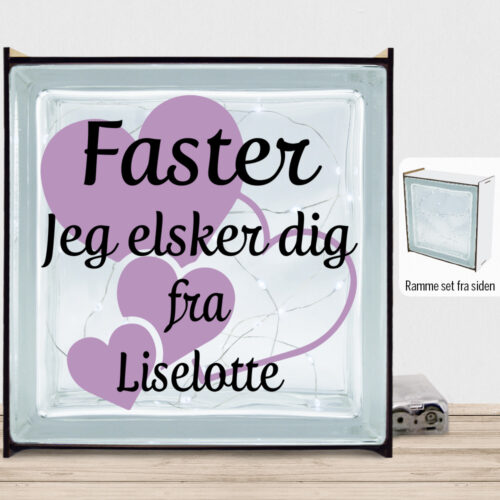 Faster jeg elsker dig m. hjerter | Lyssten med ramme (farvet overflade)