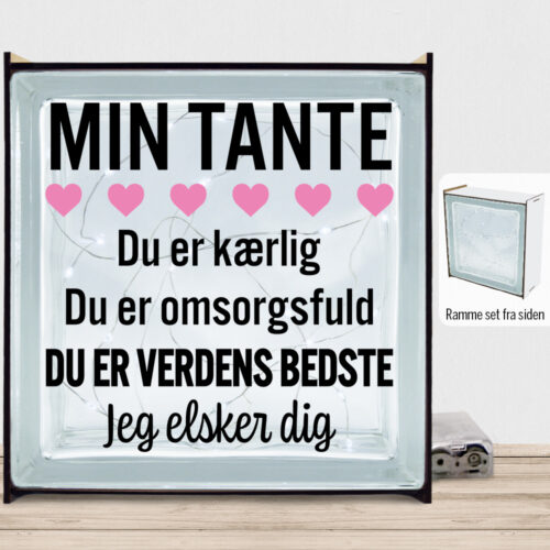 Min tante er verdens bedste | Lyssten med ramme (farvet overflade)