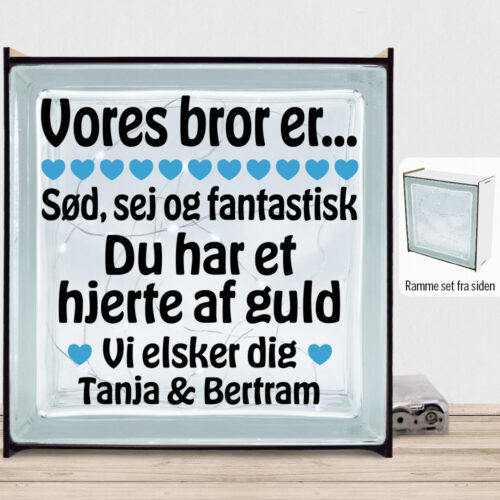 Alternative view of Min bror er sød, sej og fantastisk... | Lyssten med ramme (farvet overflade)