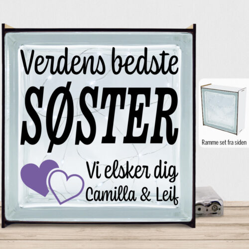 Alternative view of Verdens bedste søster... - design 2 | Lyssten med ramme (farvet overflade)