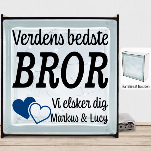 Verdens bedste bror... - design 2 | Lyssten med ramme (farvet overflade) - Image 2