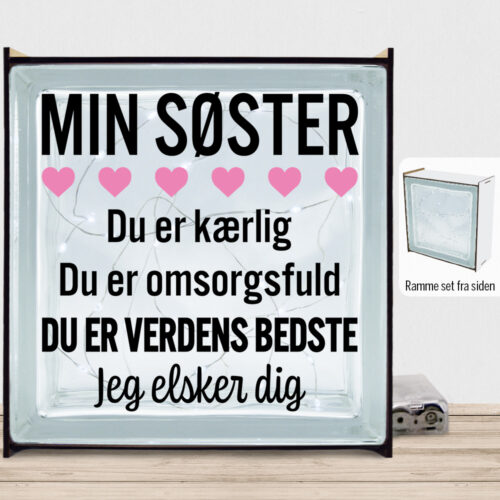 Min søster er verdens bedste | Lyssten med ramme (farvet overflade)