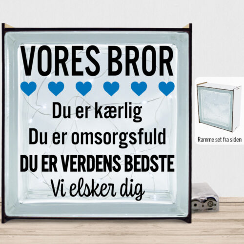 Alternative view of Min bror er verdens bedste | Lyssten med ramme (farvet overflade)