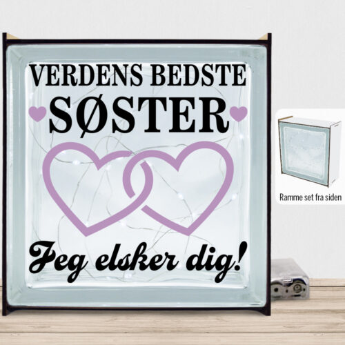 Verdens bedste søster - design 3 | Lyssten med ramme (farvet overflade)