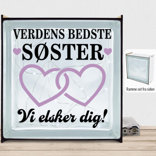 Alternative view of Verdens bedste søster - design 3 | Lyssten med ramme (farvet overflade)